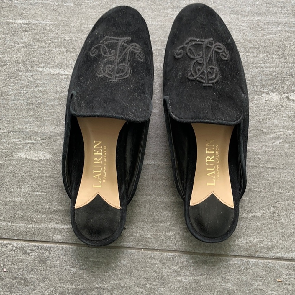Ralph Lauren Mules. Brand New. Black Suede. 6M